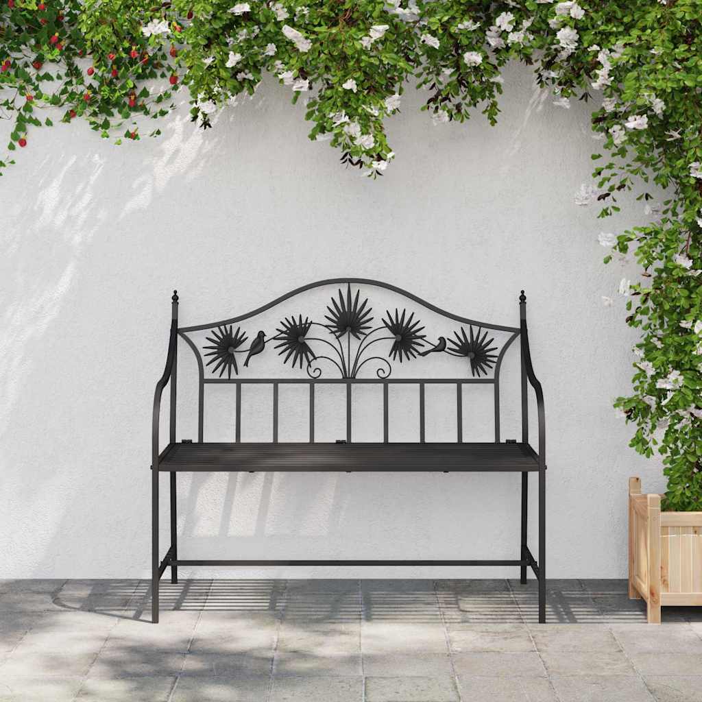 Garden Bench Black 104 x 54 x 93cm Steel